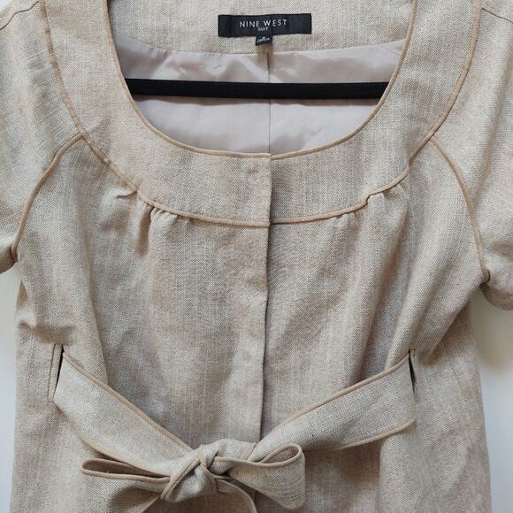 Nine West Jacket Cotton Linen Cap Sleeves Gold Size 2 - Picture 11 of 16